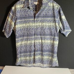 Pierre Cardin Blue and Green Geometric Shirt